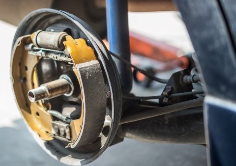 Close up of asbestos brake pads 